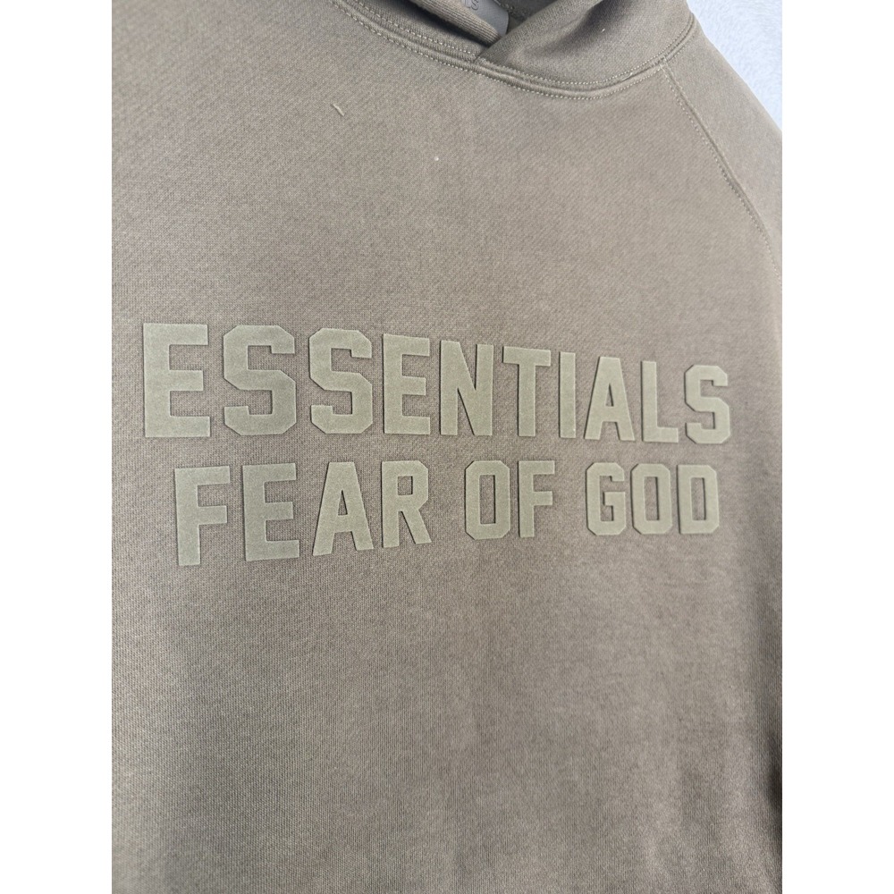 Essentials Fear Of God Hoodie 'Wood' Color Size Large Half-size Oversized NWT - Picture 3 of 14